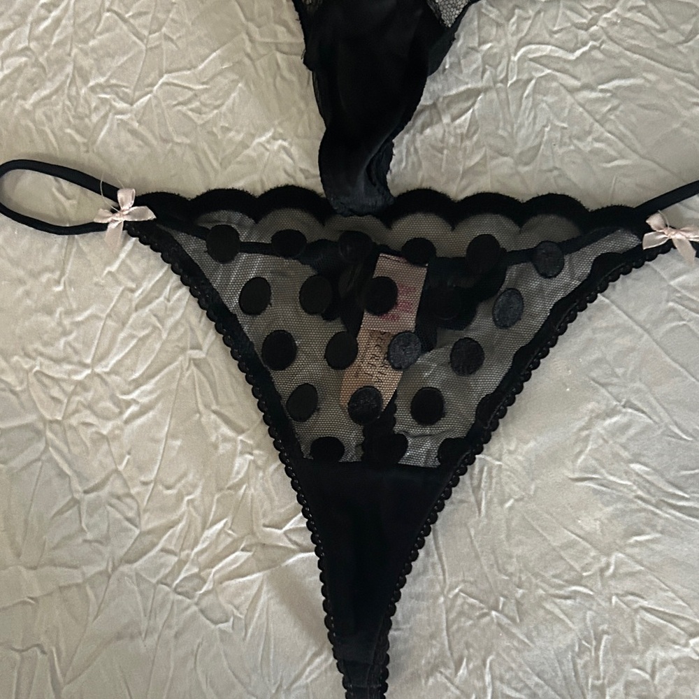 Victoria's Secret Black Polka Dot Lace/Designer Collection Panty Set M - Picture 2 of 4